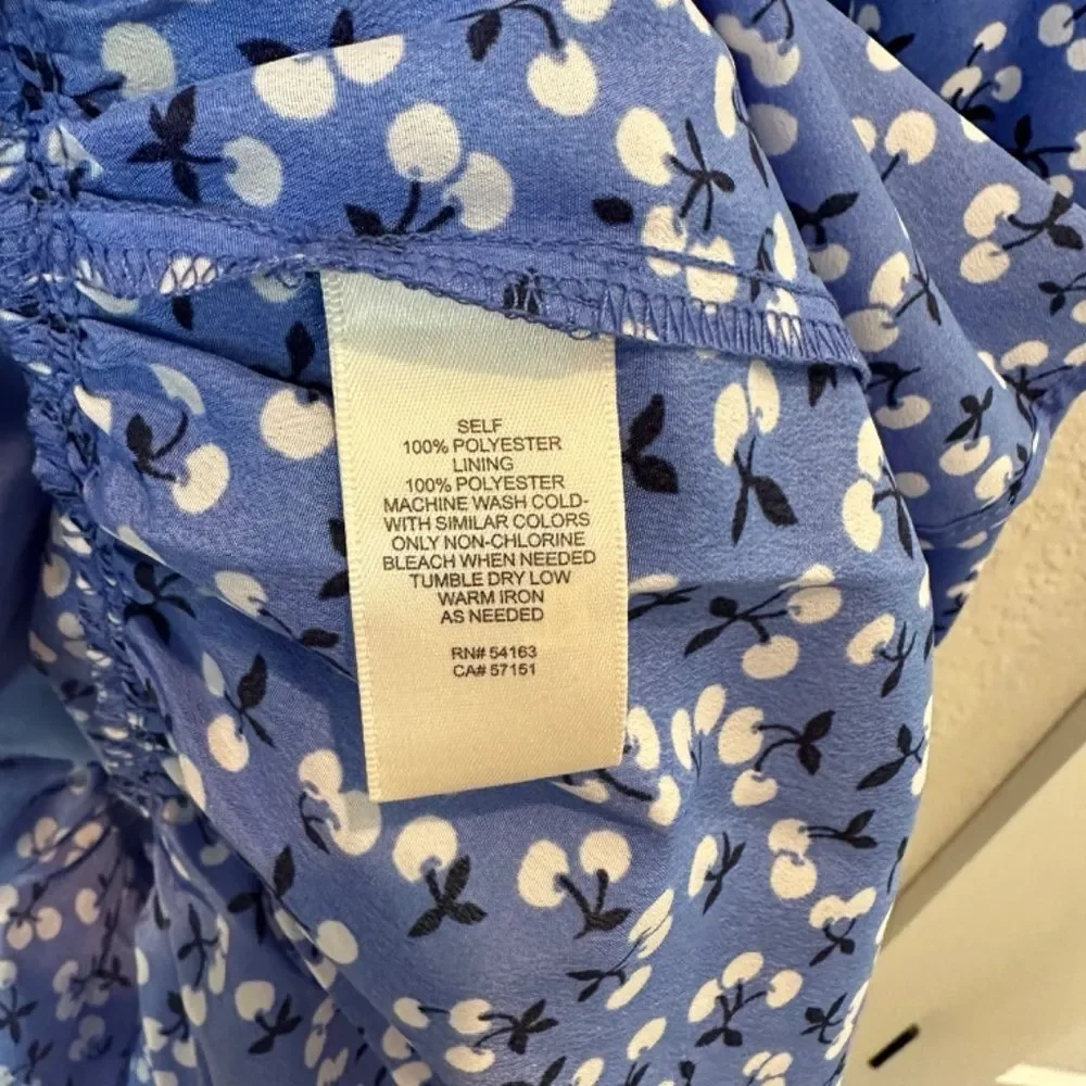 NWT Eliza J Blue Floral V-Neck Ruffle Skirt Mini Dress - Size 14